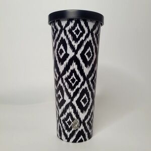 TAL Stainless Steel Coolie Tumbler 24 fl oz Black & White Tribal Geometric Print